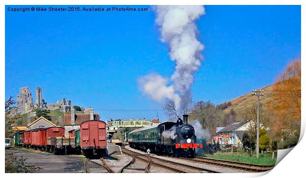  M7 leaving Corfe Castle Print by Mike Streeter