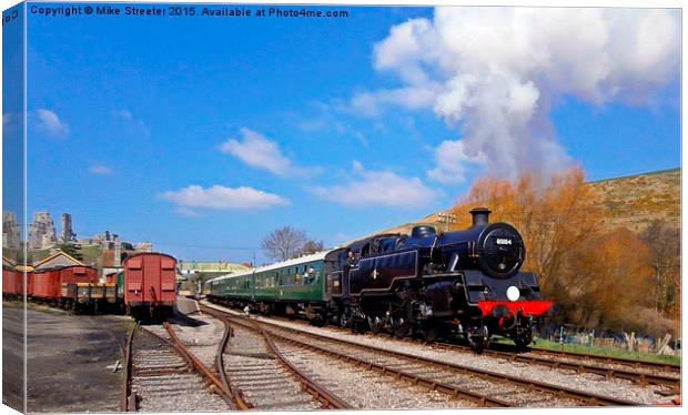  80104 leaving Corfe Castle. Canvas Print by Mike Streeter
