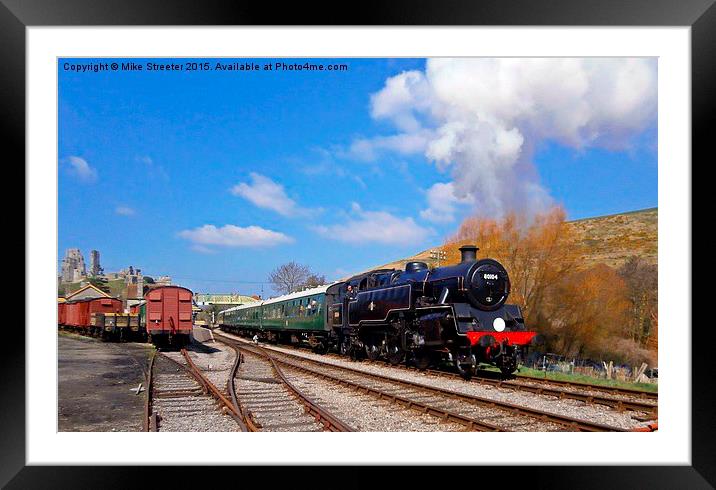  80104 leaving Corfe Castle. Framed Mounted Print by Mike Streeter