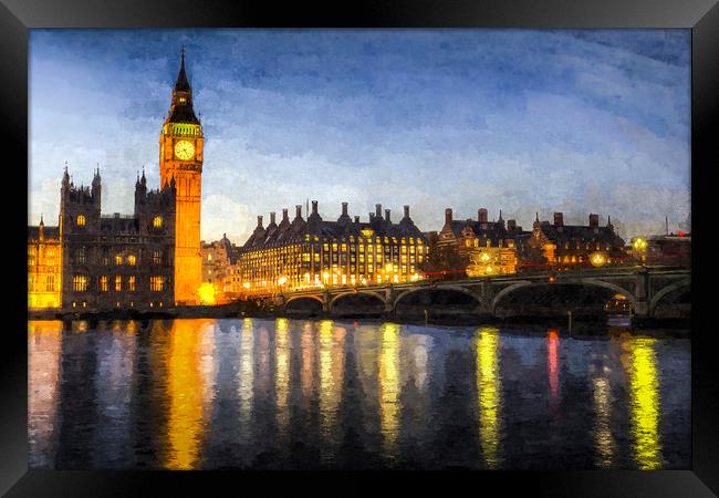 Westminster Bridge and Big Ben Art Framed Print by David Pyatt