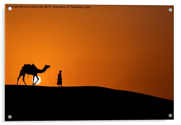  Sunset in Thar Desert Acrylic by yavuz sariyildiz