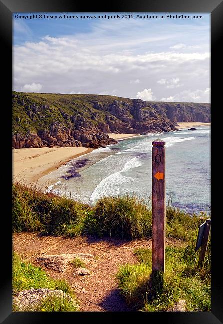 To Porthcurno  Framed Print by Linsey Williams