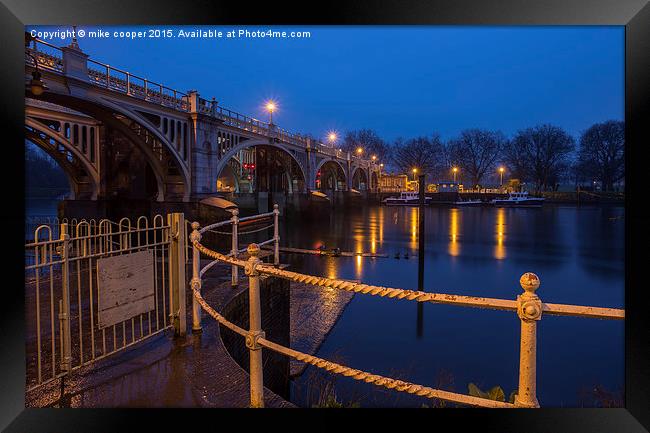  Richmond  lock downstream first light Framed Print by mike cooper