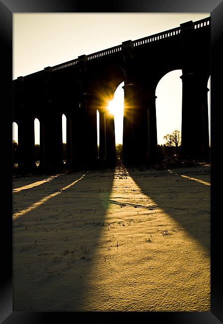 Balcombe Viaduct in the Snow at sunset Framed Print by Eddie Howland