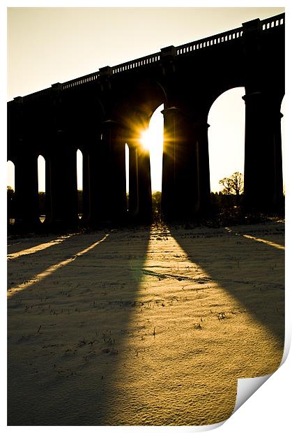 Balcombe Viaduct in the Snow at sunset Print by Eddie Howland