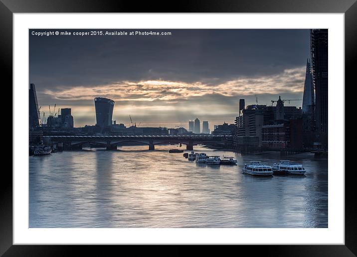  London cityscape,view from Waterloo bridge Framed Mounted Print by mike cooper