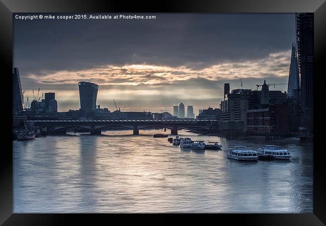  London cityscape,view from Waterloo bridge Framed Print by mike cooper