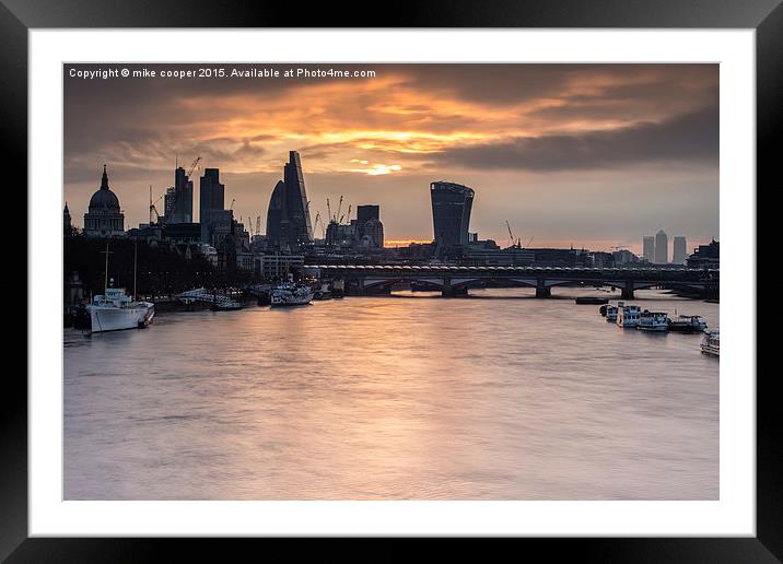  first light over London Framed Mounted Print by mike cooper