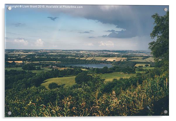 View to Ogston Reservoir as an evening storm passe Acrylic by Liam Grant