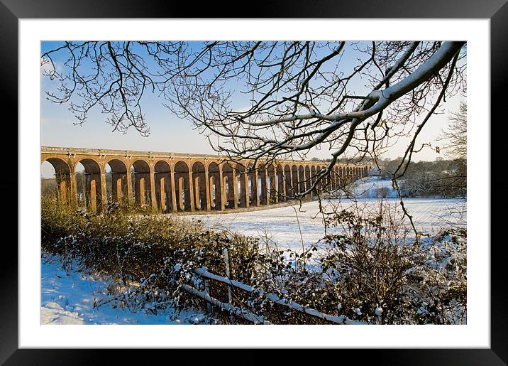 Balcombe Viaduct in the Snow at sunset Framed Mounted Print by Eddie Howland