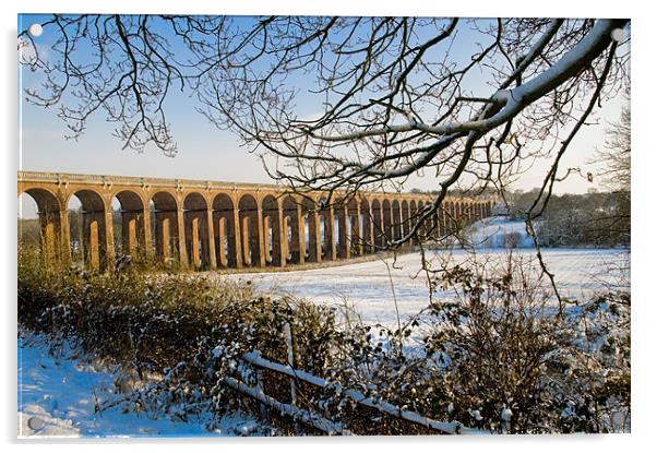 Balcombe Viaduct in the Snow at sunset Acrylic by Eddie Howland