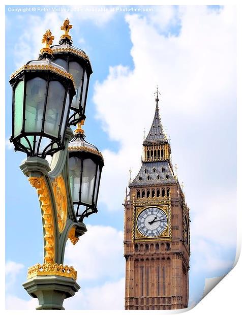  Big Ben With Lamp Print by Peter McIlroy