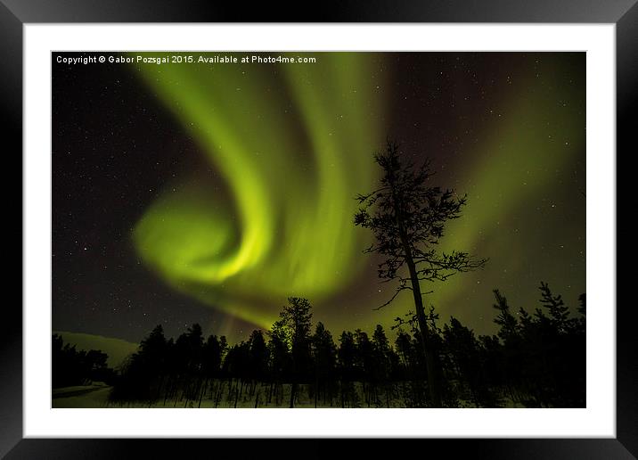 Northern light in Finland Framed Mounted Print by Gabor Pozsgai