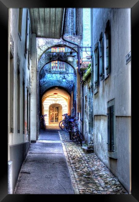  Walk way in the old town of Bern, Switzerland Framed Print by Paul Williams
