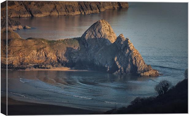  Evening at Three Cliffs Bay Gower Canvas Print by Leighton Collins