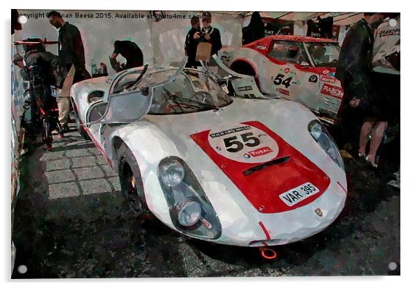  Porsche 906 in LeMans Classic paddock Acrylic by Adrian Beese