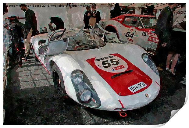  Porsche 906 in LeMans Classic paddock Print by Adrian Beese