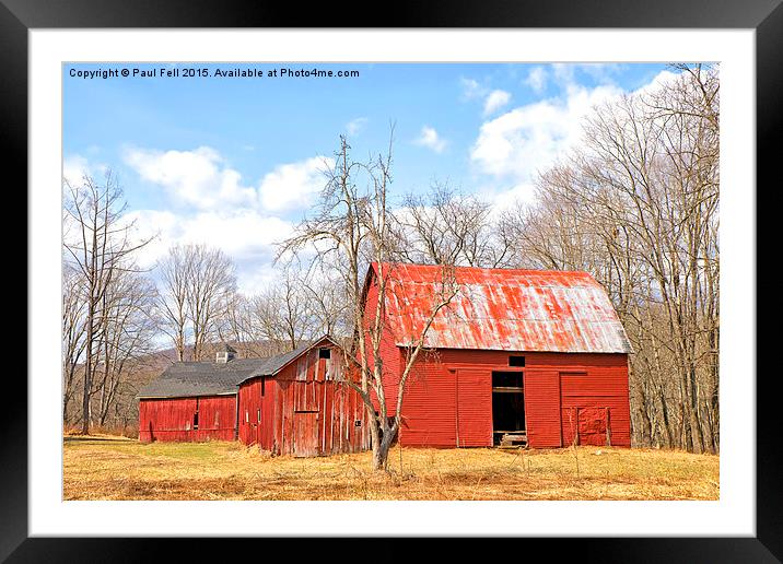 Old Red Barn Framed Mounted Print by Paul Fell