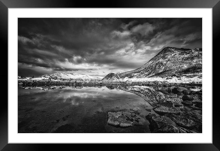 Where The Mountain Meets The Fjord Framed Mounted Print by Nigel Jones