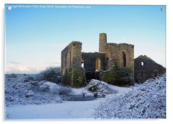  Snowy Cornish Mines. Acrylic by Gordon 'Olly' Olver