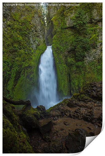 Wahclella Falls  Print by Hans Franchesco