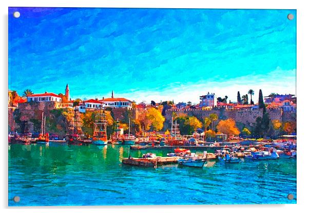 Kaleici harbour in Antalya Turkey Acrylic by ken biggs