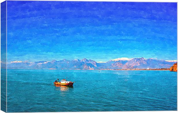  snow covered mountains in Antalya Turkey Canvas Print by ken biggs