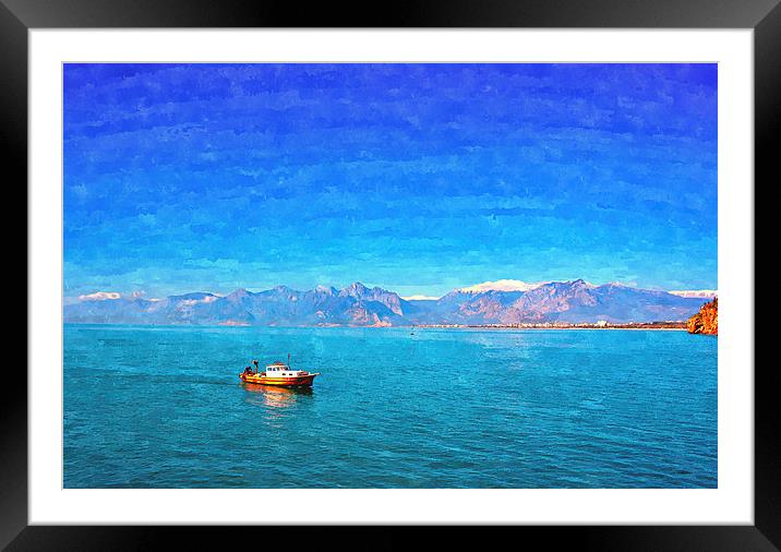  snow covered mountains in Antalya Turkey Framed Mounted Print by ken biggs