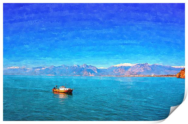  snow covered mountains in Antalya Turkey Print by ken biggs