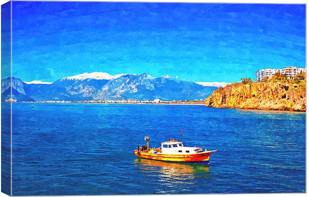 snow covered mountains in Antalya Turkey Canvas Print by ken biggs