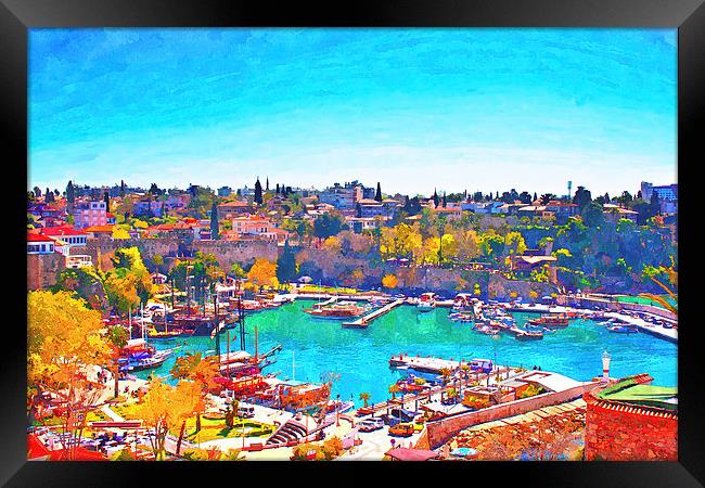 Kaleici harbour in Antalya Turkey Framed Print by ken biggs