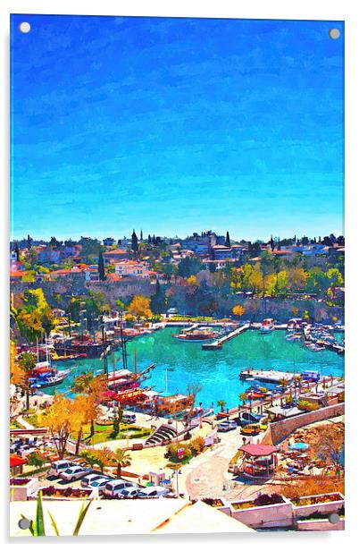 Kaleici harbour in Antalya Turkey Acrylic by ken biggs
