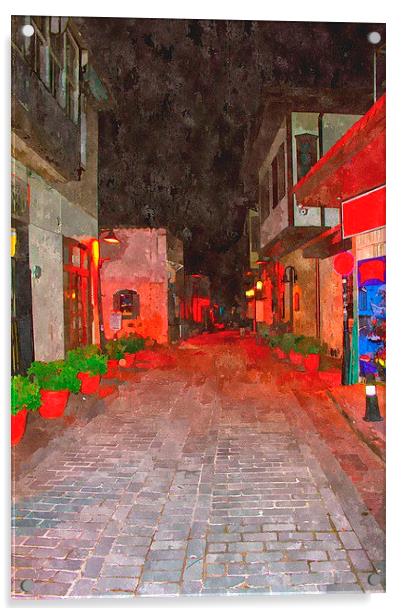 cobbled back streets of Kaleici in Antalya Turkey Acrylic by ken biggs