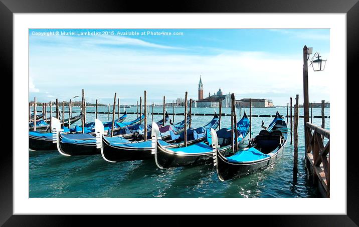  Gondolas in Venice Framed Mounted Print by Muriel Lambolez