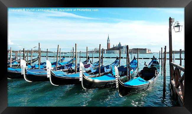  Gondolas in Venice Framed Print by Muriel Lambolez