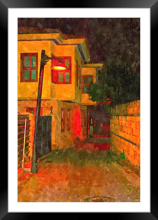 cobbled back streets of Kaleici in Antalya Turkey Framed Mounted Print by ken biggs