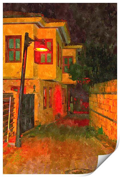 cobbled back streets of Kaleici in Antalya Turkey Print by ken biggs