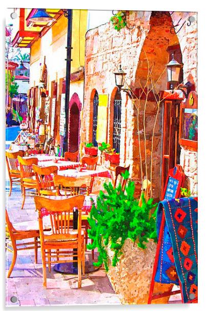 cobbled back streets of Kaleici in Antalya Turkey Acrylic by ken biggs