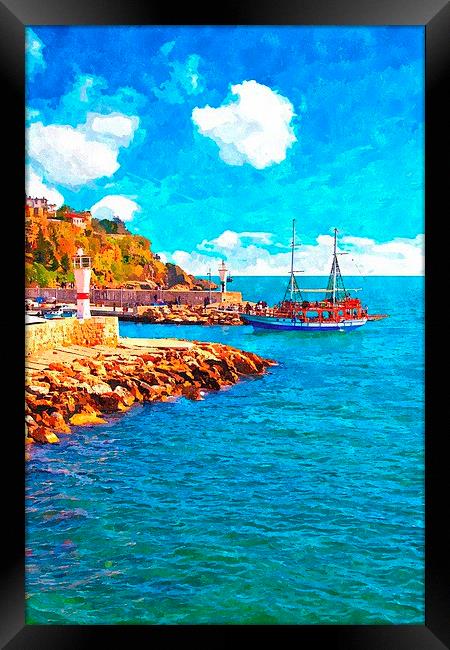 Kaleici harbour in Antalya Turkey Framed Print by ken biggs