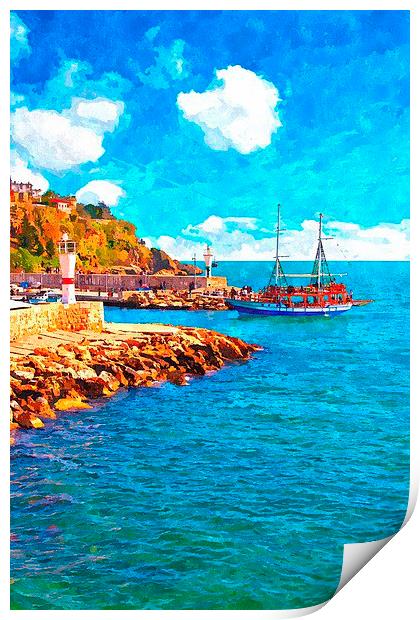 Kaleici harbour in Antalya Turkey Print by ken biggs