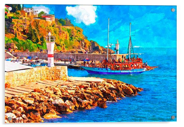 Kaleici harbour in Antalya Turkey Acrylic by ken biggs