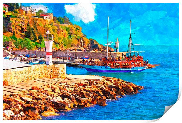 Kaleici harbour in Antalya Turkey Print by ken biggs