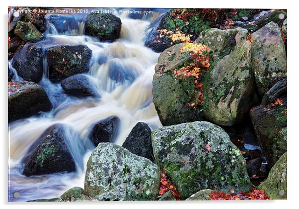  Autumn waterfall, Peak District Acrylic by Jolanta Kostecka