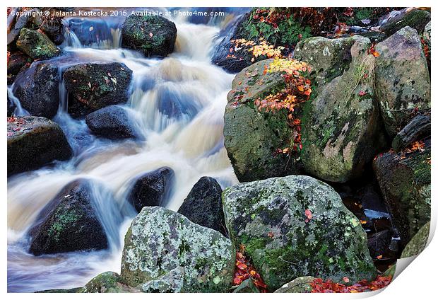  Autumn waterfall, Peak District Print by Jolanta Kostecka