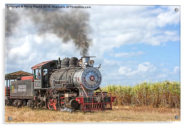  Steam Train and the Sugar Cane Fields in Cuba Acrylic by Philip Pound