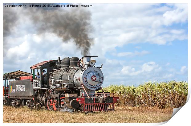  Steam Train and the Sugar Cane Fields in Cuba Print by Philip Pound