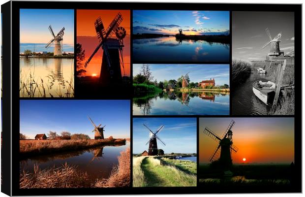  Norfolk Mill Montage Canvas Print by Broadland Photography