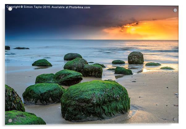 Hunstanton Sunset on the rocks Acrylic by Simon Taylor