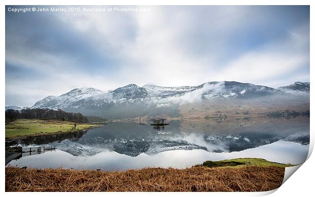  Reflections of Crummock Water Print by John Malley