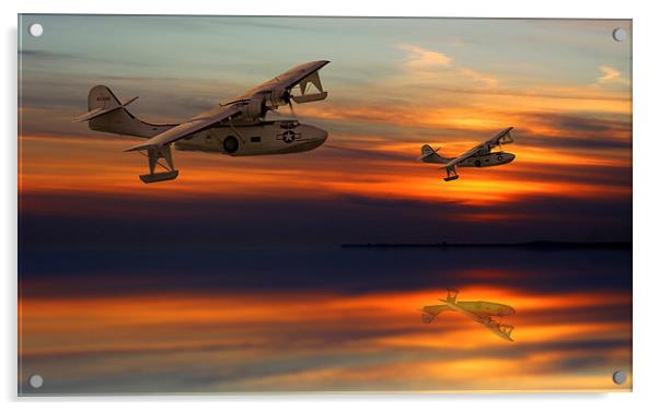  PBY Catalina sundown Acrylic by Oxon Images
